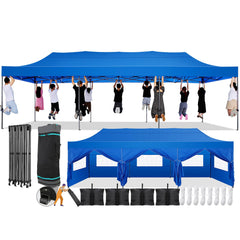 HOTEEL 10x30 Pop Up Canopy with 8 Sidewall, Heavy Duty Canopy UPF 50+ All Season Wind Waterproof Commercial Outdoor Wedding Party Tents