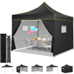 HOTEEL Canopy Tent, 10' x10' Pop Up Canopy, Outdoor Tent with Mesh Window, Waterproof Instant Tents for Party