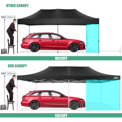 HOTEEL 13x26 Heavy Duty Canopy with 6 Sidewalls, 2 Height Adjustable Commercial Tent,Pop up Party Wedding Tent,Outdoor Gazebo with Wheeled Bag,Black