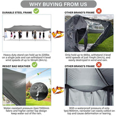 HOTEEL 10x30 Pop Up Canopy with 8 Sidewall, Heavy Duty Canopy UPF 50+ All Season Wind Waterproof Commercial Outdoor Wedding Party Tents