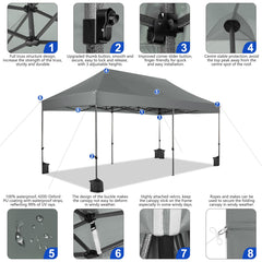 COBIZI 10x20 Pop up Canopy with 6 sidewalls Commercial Heavy Duty Canopy UPF 50+ All Weather Waterproof Outdoor Wedding Party Tents Gazebo with Roller Bag