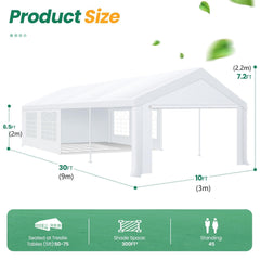 COBIZI 10‘x30’ Party Tent Heavy Duty, Wedding Tent, Event Tent for Parties, Carpas para Fiestas with 6 Removable Sidewalls