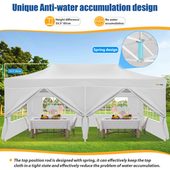 HOTEEL 10x20 Pop up Canopy Tent with 6 Sidewalls Heavy Duty Party Tent Easy Up Commercial Canopy Tents for Parties with Waterproof & UV 50+ Roller Bag Sand Bags, White (Upgraded Frame & Windprood)