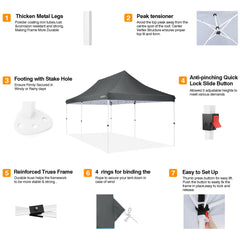 COBIZI 10'x20' Pop up Canopy with 6 Removable Sidewalls, Outdoor Canopy Tents for Partie Wedding, Instant Sun Protection Shelter with Upgrade Raised Roof and Carry Bag,Gray