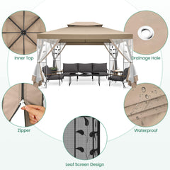 YUEBO 10'x 13' Metal Patio Gazebo, Outdoor Gazebo Canopy Tent for Backyard with Mosquito Netting, Gazebos Shelter with Steel Frame, Patio Covers