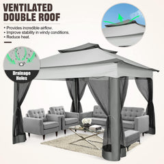 Outdoor Canopy Gazebo 11x11 Pop Up Gazebo Patio Gazebo with Mosquito Netting Outdoor Canopy Shelter