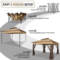 COBIZI Gazebo Canopy Tent, Pop Up Canopy 11x11 Tents for Parties, Outdoor Gazebo with Mosquito Netting and Vented Roof