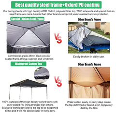 YUEBO 10' x 10' Outdoor Canopy Party Tent EZ Pop Up Canopy Portable Commercial Instant Canopy Shelter Tent Waterproof Gazebo with 4 Sidewalls