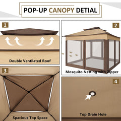 COBIZI Gazebo Canopy Tent, Pop Up Canopy 11x11 Tents for Parties, Outdoor Gazebo with Mosquito Netting and Vented Roof