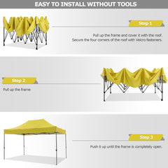 COBIZI 10x15ft Pop up Canopy, Easy up Heavy Duty Canopy with 4 Removable Sidewalls,All Weather Sunshade 100% Waterproof Outdoor Canopy Tents, Yellow