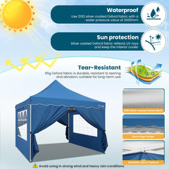 HOTEEL 10x10 Pop Up Canopy , UPF 50+ Easy Setup Canopy Tent Waterproof Outdoor Instant Portable Shelter with 4 Removable Sidewalls, Sandbags, Stakes & Ropes for Party, Events, Vendor