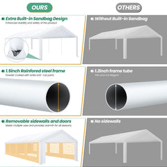 COBIZI 10‘x30’ Party Tent Heavy Duty, Wedding Tent, Event Tent for Parties, Carpas para Fiestas with 6 Removable Sidewalls