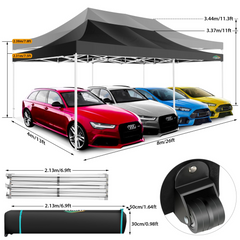 COBIZI 13x26 Heavy Duty Pop up Canopy with 6 Sidewalls, 2 Height Adjustable Commercial Tent,100% Waterproof Party Wedding Tent,Outdoor Gazebo with Wheeled Bag,Black