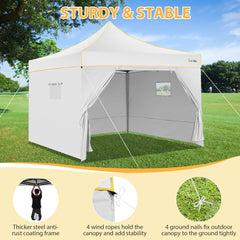 HOTEEL Canopy Tent, 10' x10' Pop Up Canopy, Outdoor Tent with Mesh Window, Waterproof Instant Tents for Party