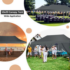 COBIZI 10'x20' Pop up Canopy with 6 Removable Sidewalls, Outdoor Canopy Tents for Partie Wedding, Instant Sun Protection Shelter with Upgrade Raised Roof and Carry Bag,Gray