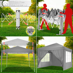 Hoteel 10'x 10' Pop up Canopy Straight Legs Instant Canopy for Outside Party Camping Canopy with 4 Removable Sidewalls
