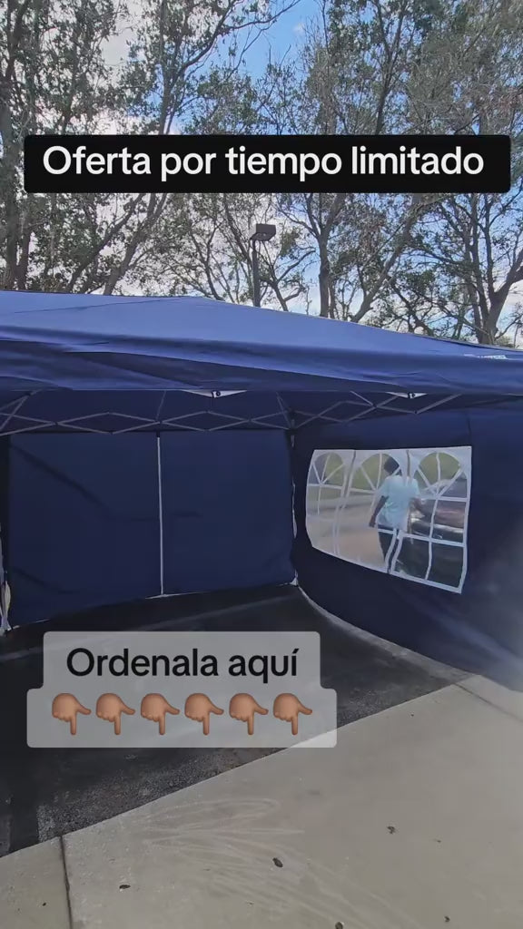 HOTEEL 10'x20' Pop Up Canopy with Sidewalls,Easy Up Canopy Tent with Carry Bag,Outdoor Canopies with 4 Sandbags,Large Tents for Outdoor Events,Wedding,Backyard,Commercial,Black