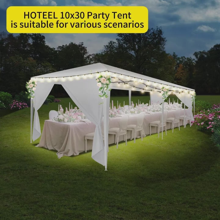 HOTEEL 10'x10'、10'x20'、10'x30' Canopy Party Tent with 4 Removable Sidewalls, Outdoor Tent for Parties, Event Tent, Large Canopy Tent for Weddings, Parties, Patio Camping Gazebo, All Season & Waterproof, White
