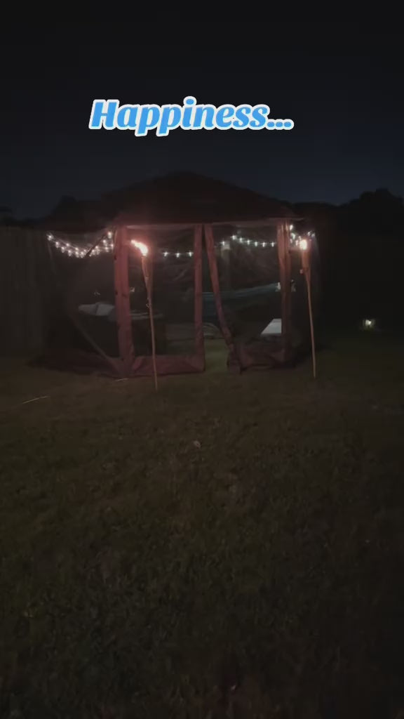 COBIZI 12x12ft Pop-up Gazebo EZ Set-up Camping Canopy Tent with 6 Sides Mosquito Netting, Waterproof, UV Resistant, Portable Screen House Room, Outdoor Party Tent with Carry bag, Ground Spike