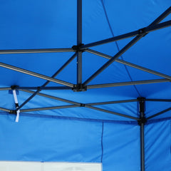 10x10ft Pop Up Canopy, YUEBO One Push Tent Canopy w/Button Push, Straight Legs, Wheeled Carry Case, 8 Stakes - Navy Blue