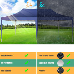 10'x20' Ez Pop Up Canopy Tent, YUEBO Commercial Instant Canopies with 6 Removable Side Walls Portable & Carrying Bag for Patio Picnic Carport Party Wedding, Green