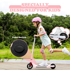 CAROMA Electric Scooter for Kids 6-12, up to 120 lbs, up to 6 mph, 120W Power Motor, Unique 7 Color Pedal Light E-Scooter for Kids Boys Girls