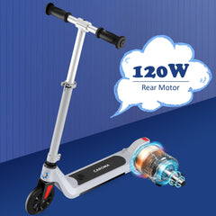 CAROMA Electric Scooter for Kids 6-12, up to 120 lbs, up to 6 mph, 120W Power Motor, Unique 7 Color Pedal Light E-Scooter for Kids Boys Girls