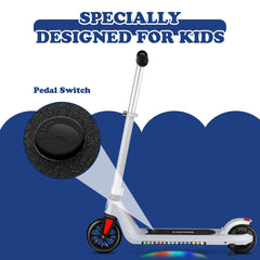 CAROMA Electric Scooter for Kids 6-12, up to 120 lbs, up to 6 mph, 120W Power Motor, Unique 7 Color Pedal Light E-Scooter for Kids Boys Girls