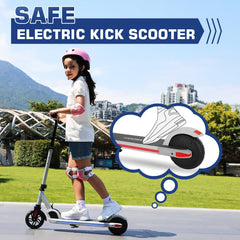 Caroma Electric Scooter for Kids Ages 8-12, 150W Foldable Kick Electric Scooter, Max 10 mph E-Scooter, LED Display, Vibrant Lights, Adjustable Height, Lightweight Kids Scooter for Girls Boys, Blue