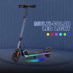 Caroma Electric Scooter for Kids Ages 8-12, 150W Foldable Kick Electric Scooter, Max 10 mph E-Scooter, LED Display, Vibrant Lights, Adjustable Height, Lightweight Kids Scooter for Girls Boys, Blue