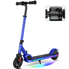 Caroma Electric Scooter for Kids Ages 6-14, 120W/150W Motor, 10 mph, Adjustable Speed & Height, Colorful Lights, Dark Blue