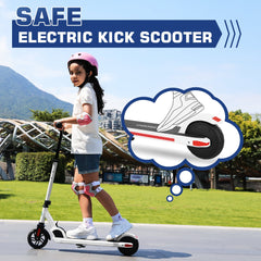 Caroma Electric Scooter for Kids Ages 8-12, Max 7 Miles Range and 10 Mph Max Speed, Colorful Rainbow Light, UL2272 Certification, Lightweight Electric Scooter with Adjustable Height
