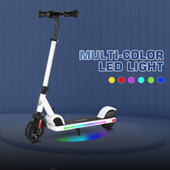 Caroma Electric Scooter for Kids Ages 8-12, Max 7 Miles Range and 10 Mph Max Speed, Colorful Rainbow Light, UL2272 Certification, Lightweight Electric Scooter with Adjustable Height