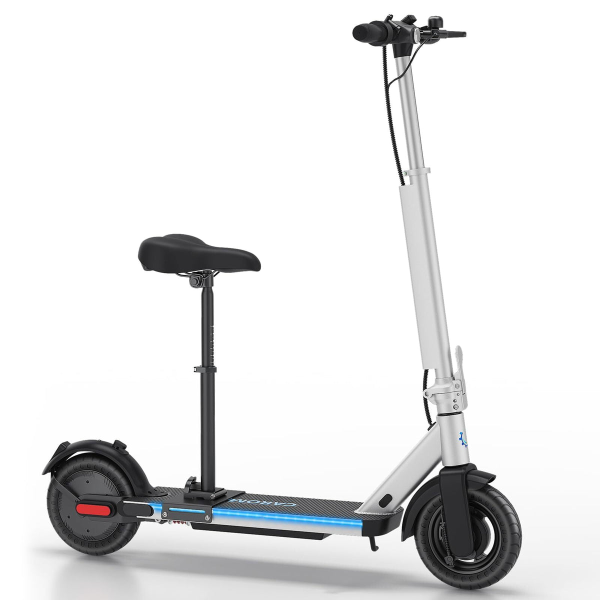Caroma Peak 630W/819W Electric Scooter for Adults, Up to 25 Miles Range & 15.5/20 Mph, 9"/10" Solid Tires, Foldable Commuter E Scooter & LED Display and Cruise Control System (Optional Seat),Silve