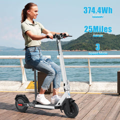 Caroma Peak 630W/819W Electric Scooter for Adults, Up to 25 Miles Range & 15.5/20 Mph, 9"/10" Solid Tires, Foldable Commuter E Scooter & LED Display and Cruise Control System (Optional Seat),Silve