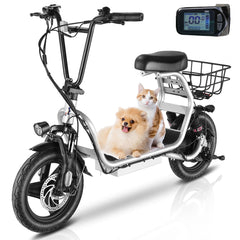 Electric Scooter Bike Folding Electric Bicycle for Adults with LCD Display, 500W Ebike 48V City Bike with Dual Shock Absorber&Dual Disc Brakes 3 Speed Commuting Scooter