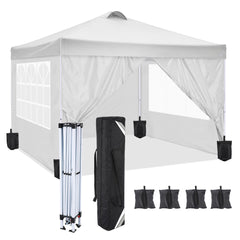 COBIZI Canopy 10'x10' Waterproof Pop up Canopy Tent with 4 Sidewalls Outdoor Event Shelter Tent for Parties Sun Shade Party Commercial Canopy